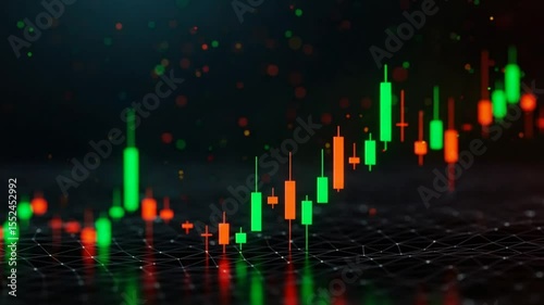 Animated Stock Chart Showing Market Trends on Dark Background