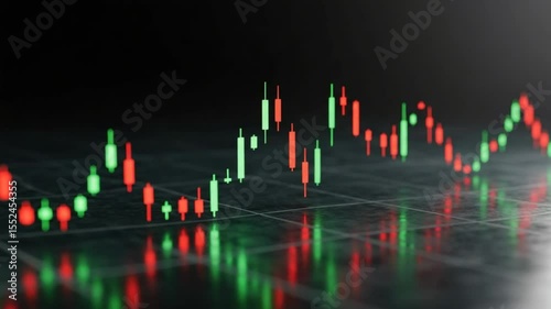 Fluctuating Stock Market Chart Candlestick with Red and Green Indicators