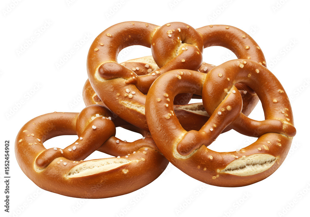 Isolated Three Golden Brown German Pretzels Snack Food on Transparent Isolated Three Golden Brown German Pretzels Snack Food on Transparent