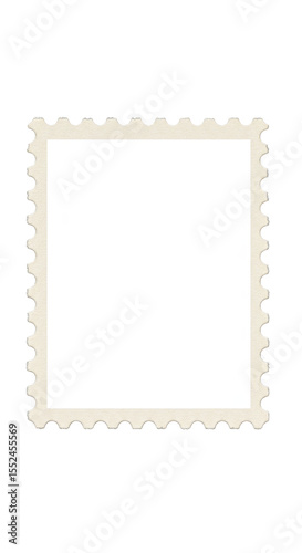 Isolated Transparent Background of Blank White Bordered Decorative Stamp