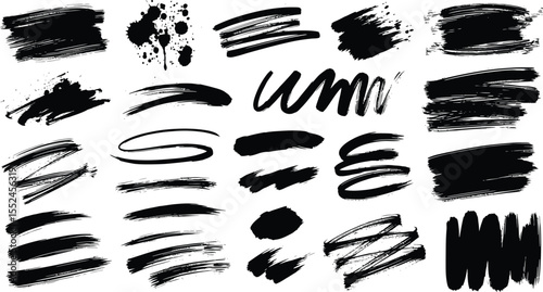 Abstract Black Brush Strokes Collection - Dynamic Digital Art