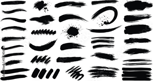 Wallpaper Mural Abstract Black Brush Strokes Collection - Dynamic Digital Art Torontodigital.ca