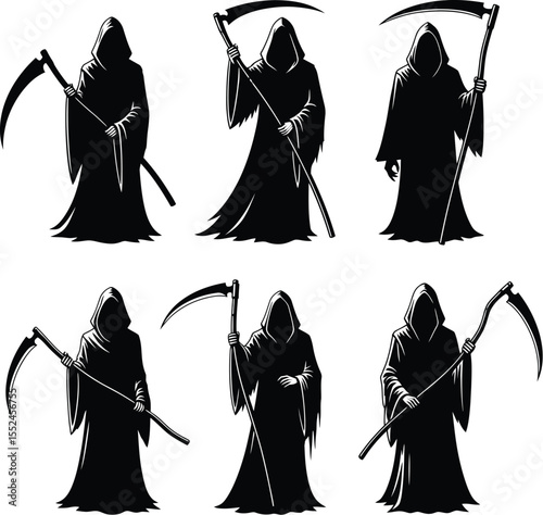 Grim Reaper Silhouettes - Scythe & Death Symbol Icons
