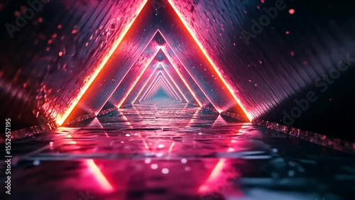 Vibrant Neon Tunnel Reflecting Light and Color