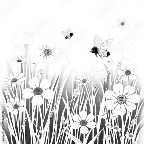A wildflower meadow humming with bees