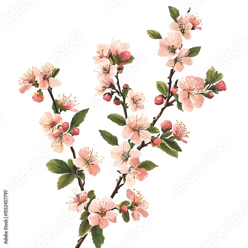 Blossoming beauty Branch adorned with springtime flowers