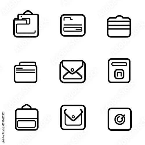 Icons of wallets bags and envelopes