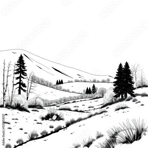 A tundra landscape painted in autumn colours
