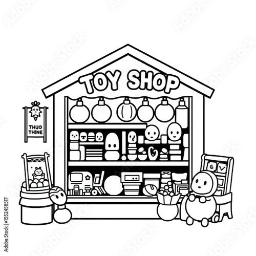 A toy shop with traditional games and dolls