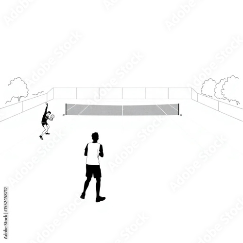 A tennis court where players practice their serves
