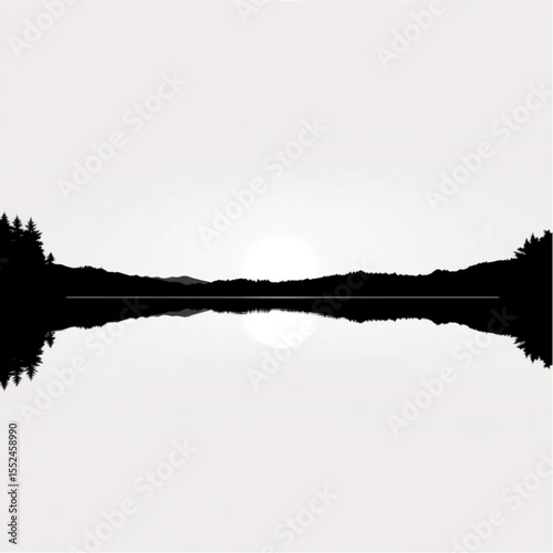 A sunset perfectly reflected in completely still l...