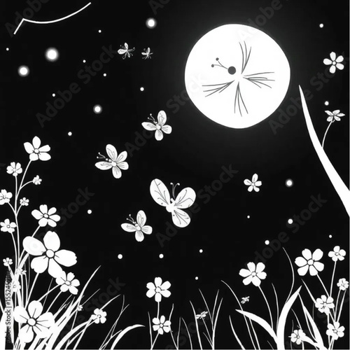 A summer evening with fireflies dancing
