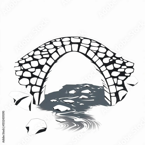 A stone bridge arching gracefully over a babbling ...