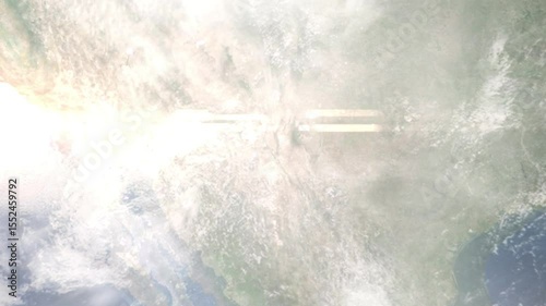 Earth zoom in from space and focus on Las Cruces, New Mexico, USA. Background for travel intro or blog. Satellite view. 3D style Animation. Images from NASA.
