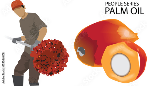 illustration vector of palm oil worker