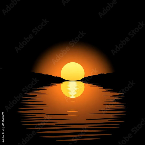 A serene lake reflecting the golden hues of sunset
