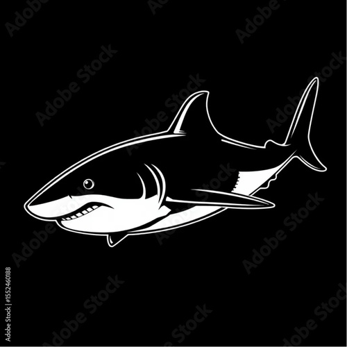 A shark cruising silently through deep waters