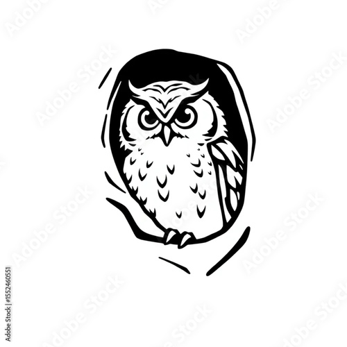 A screech owl peering from a tree hollow