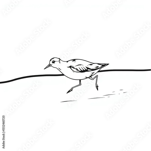 A sandpiper running quickly along a wave-washed be...