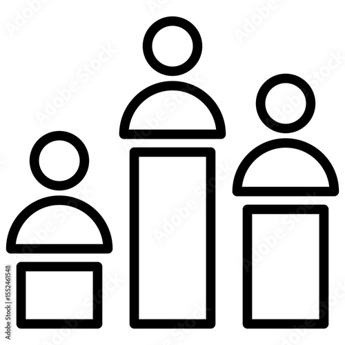 Headcounts of varying sizes, often implying hierarchy, growth, or population growth statistics, or comparison of numbers through the height of figures.