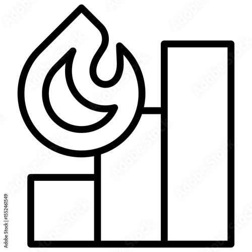 A flat vector combining bar chart elements with a flame or gas drop symbol, often used to represent energy, growth, or efficiency.