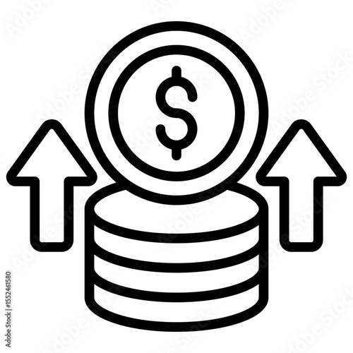 Financial growth vector icon of an upward arrow or positive trend, visually showing the increase in its financial value.