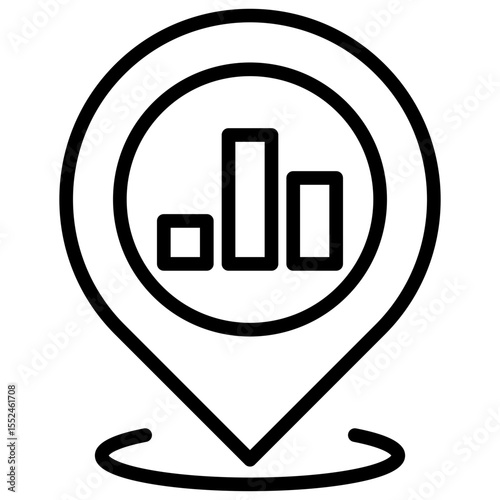 Icon location symbol with a representation of data or statistics making it ideal for representing information tied to a place or region.