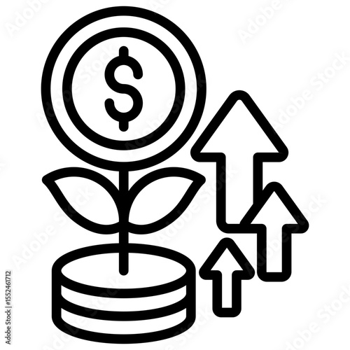 A very clear and metaphorical icon, generating profits over time the financial growth of an investment, or the increase in value of a capital.