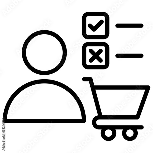 The icon with a basket indicates the consumer needs of goods that need to be purchased or not when shopping in order to manage finances.