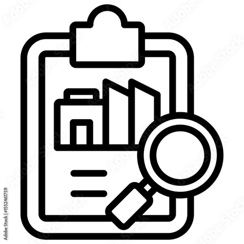 Icon a document and a magnifying glass strongly points to the concept of auditing in the process of verifying and validating financial reports or records.