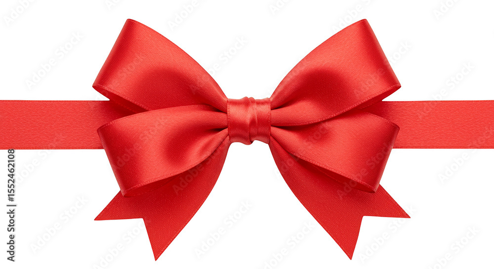 Fototapeta premium Isolated Festive Red Ribbon Bow Ornament Gift Celebration Transparent