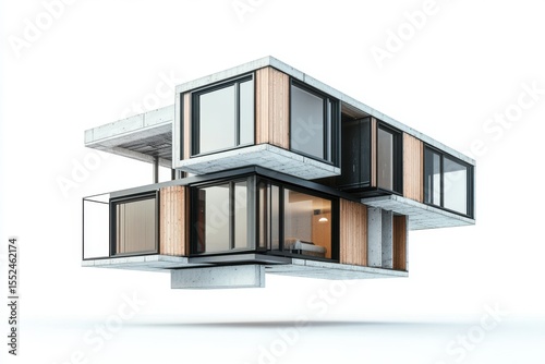 Modern cubic house isolated on white background. architecture and real estate use cases.