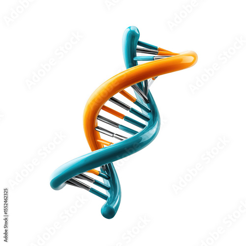 3D Abstract dna double helix model isolated on transparent background