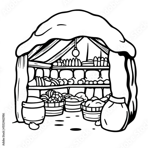 An ice house keeping food naturally refrigerated