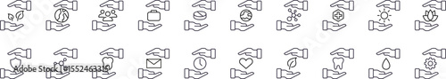 Gift, Charity, Present Icon Bundle. Contains Icons of Globe, Mail, Heart, Nature between Hands for Graphics, Concept, Apps