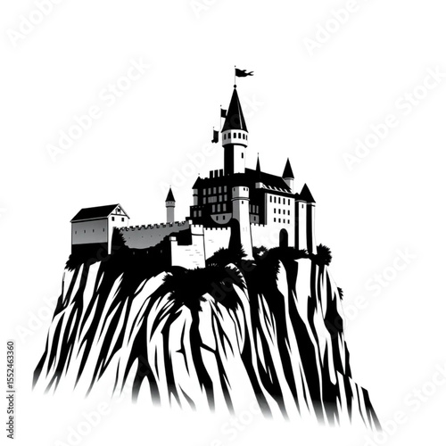 An ancient castle perched dramatically on a cliff ...