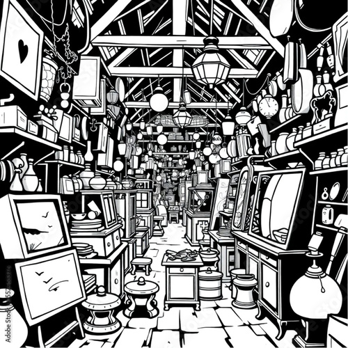 An antique market filled with forgotten historical...