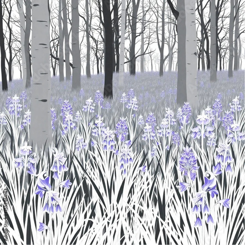 A meadow of bluebells in an English wood