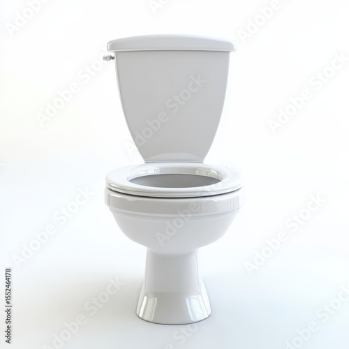 Modern white toilet with open lid and seat isolated on white background