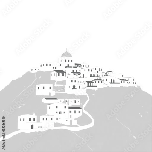 A hillside dotted with white-washed Mediterranean ...