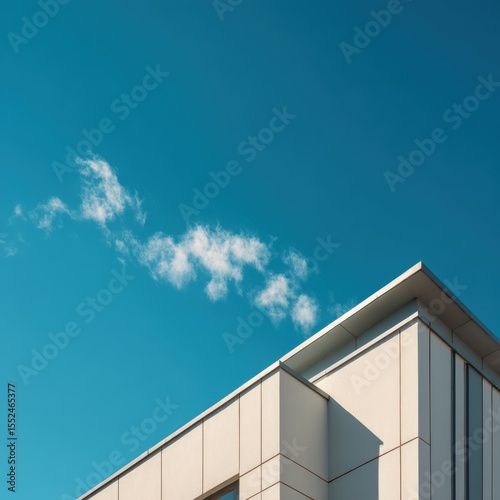Modern Building Corner Against Blue Sky