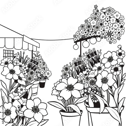 A flower market overflowing with seasonal spring b...