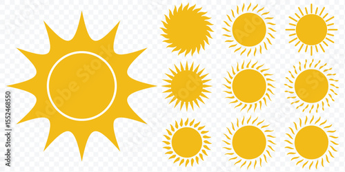 Sun icon set. Sun Summer Illustration. The sun different style icon set.