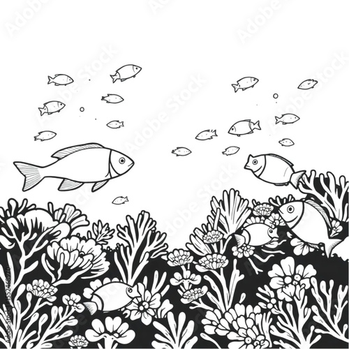 A coral reef teeming with tropical fish