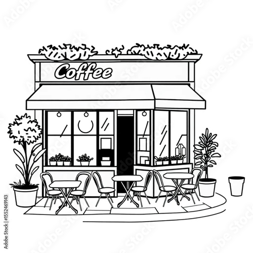 A coffee shop with tables spilling onto pavement