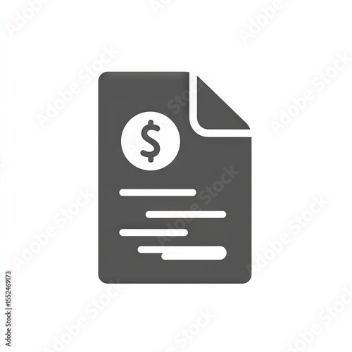 A dark gray document icon featuring a dollar sign within a circle, indicating financial information or a bill