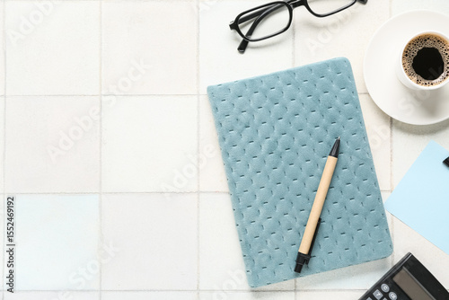 Composition with notebook, ...