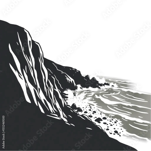 A coastal cliff overlooking crashing waves