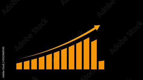 A 3D rendering of a stock market graph with an arrow indicating financial growth animation on a black background. perfect for business and investment concepts. Business Growing Chart 4k video.