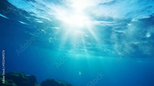 Sunlight Underwater Scene With Blue Water